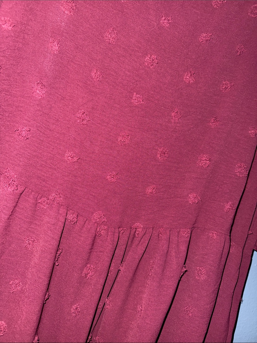 Women's Embroidered Tiered Midi Dress in Wine - Picture 2 of 4
